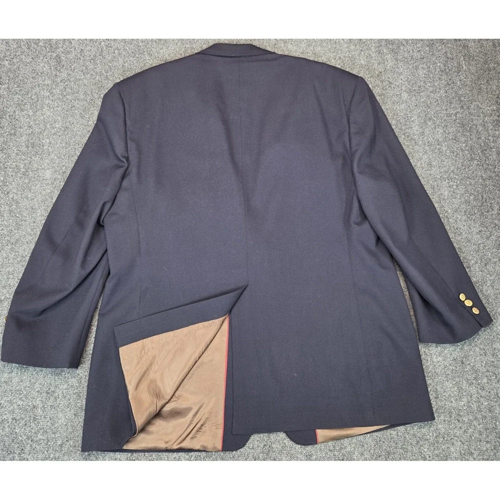 Bill Blass Wool Blazer Mens 48 Navy Blue Gold Buttons Jacket